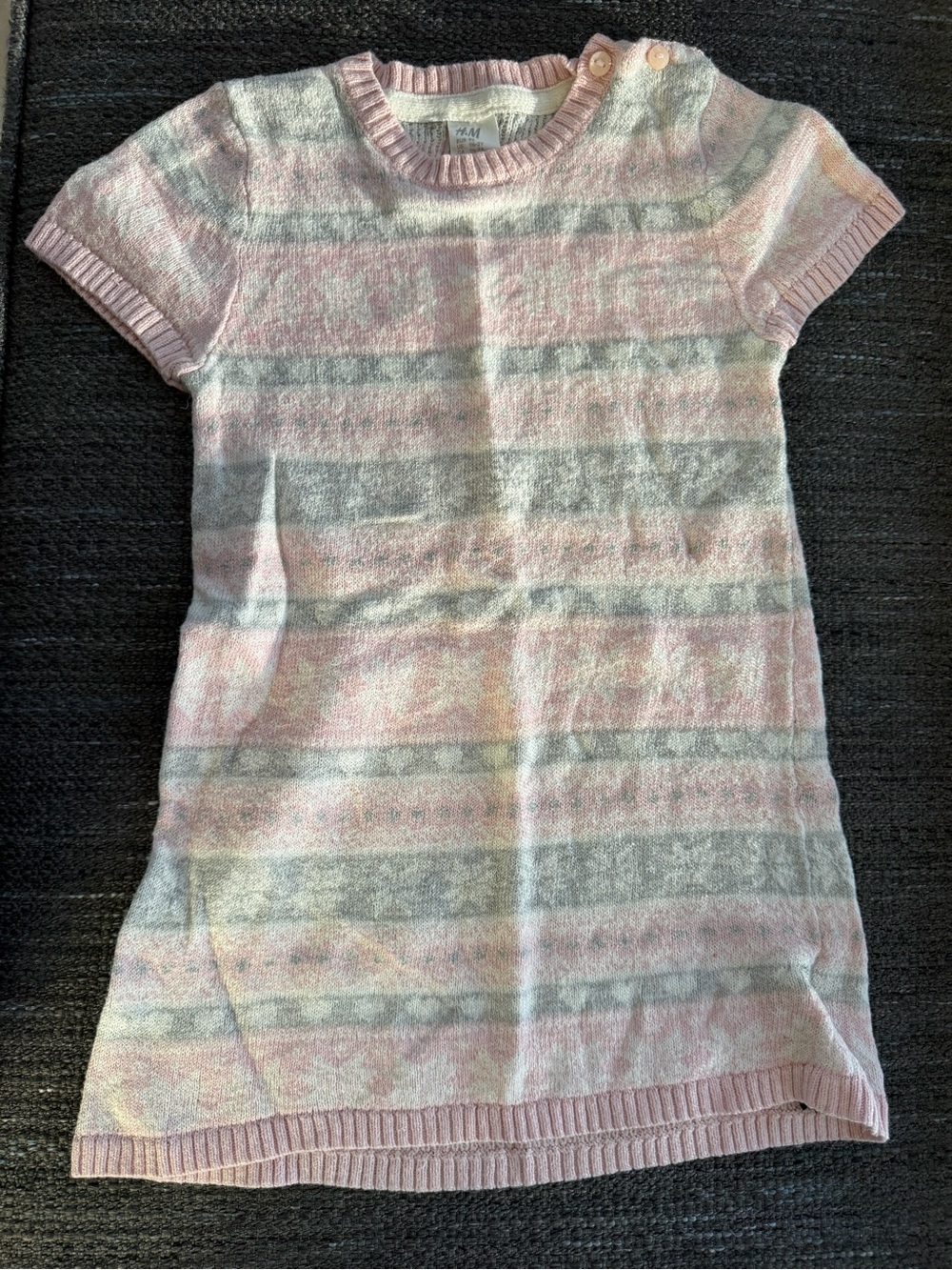 H&M Pink and Light Gray Striped Knit dress
